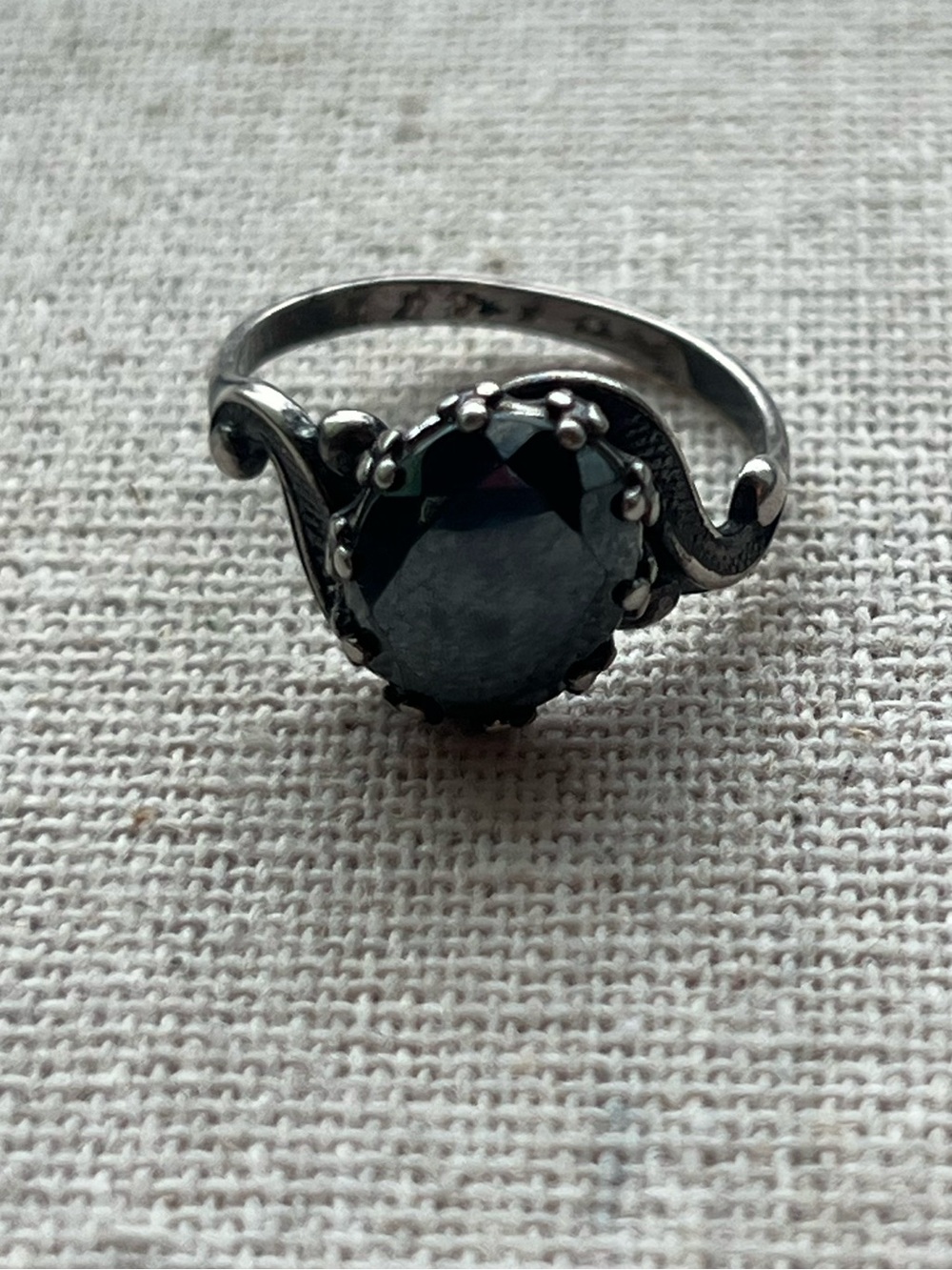 Sterling Silver Black Stone Statement Ring - Women Jewelry